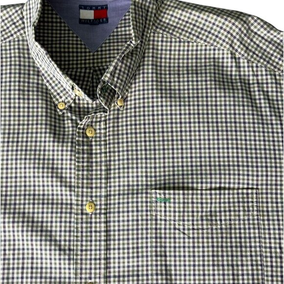 Tommy Hilfiger Plaid Short-Sleeve Button-Down Shirt Blue & Green Classic Mens XL - Picture 1 of 6